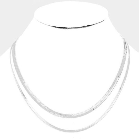2PCS - Metal Snake Silver Chain Necklaces NWT - Picture 1 of 7